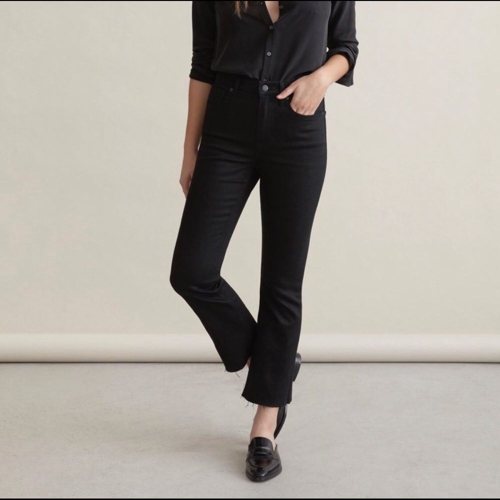 Everlane high rise kick crop jeans with raw hem